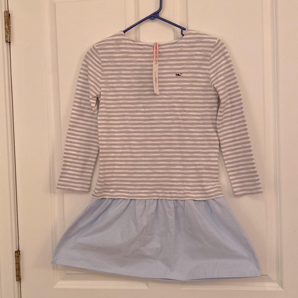 Girls Mixed Media Slub Jersey Striped Dress NWT